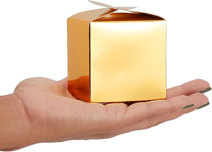 Party Favor Boxes, Gold Polka Dot, 2.5-Inch, 100 Count