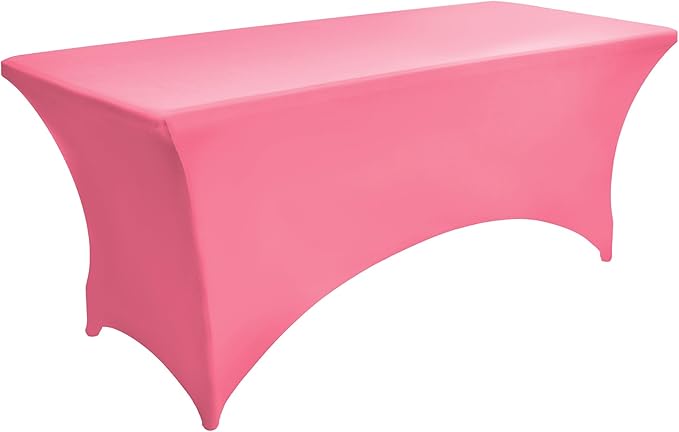 6-Pack 6ft Spandex Table Covers for Rectangle Standard Folding Tables - Wrinkle Resistant Stretch Tablecloths - Ultimate Fitted Table Protector for Parties, Trade Shows, Wedding