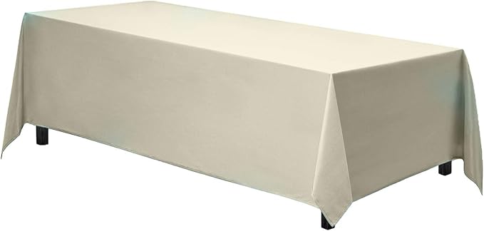 Gee Di Moda Ivory Rectangle Tablecloth - 90 x 132 Inch, Polyester, Wrinkle & Stain Resistant, Perfect for 6 Foot Table, Buffet, Parties & More