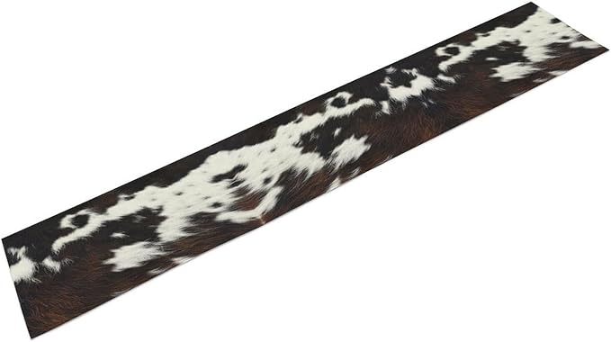 Cow Print Table Runner, Brown Cowhide Print Western Style Table Runner Country Farmhouse Cottage Cow Patten Table Decoration for Home Kitchen Dining, 13x120 Inch