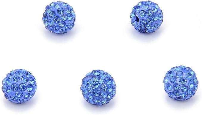 100pcs Adabele Grade A Suncatcher Crystal Rhinestone Pave Loose Beads 12mm Light Sapphire Blue Polymer Clay Disco Ball Spacers Compatible with Shamballa All Craft Jewelry Making DB12-14