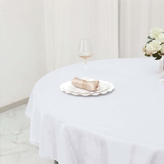 Efavormart Round Tablecloth, 70 Inch Stain & Wrinkle Resistant Washable Table Cloth, Decorative Polyester Fabric Table Cover for Banquet, Wedding, Dining- White