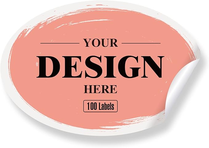 Custom Stickers Personalized Labels - Customized Stickers with Any Design Image Logo Text,Custom Thank You Label Stickers,Custom Stickers for Business Logo,100 Labels (Oval,1.5"x1")