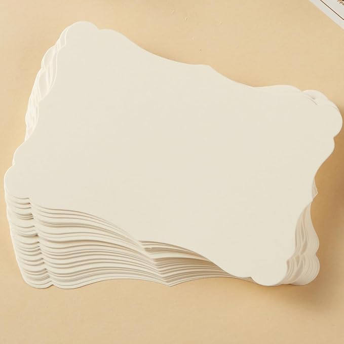 50 Pack Blank Kraft Cards Cardstock Thick Paper Brown Greeting Cards for DIY Gift Card Menus, Baby Shower and Wedding Invitations (Cream, 4x6IN)
