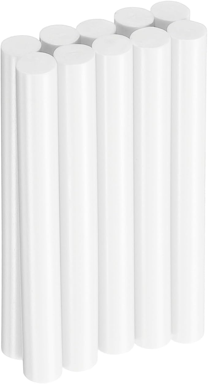 HARFINGTON 10pcs Hot Glue Sticks 0.43" Dia x 3.94" Long EVA Mini Hot Melt Adhesive Glue Stick for Hot Melt Gun Wood Plastic Glass Flowers Fabrics Foam, White