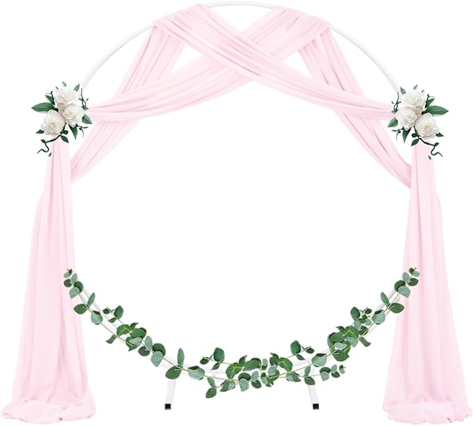 Socomi Wedding Arch Draping Fabric 1 Panel 29" x 19Ft Blush Pink Sheer Chiffon Curtain Drapes 6 Yards for Wedding Ceremony Birthday Party Decoration
