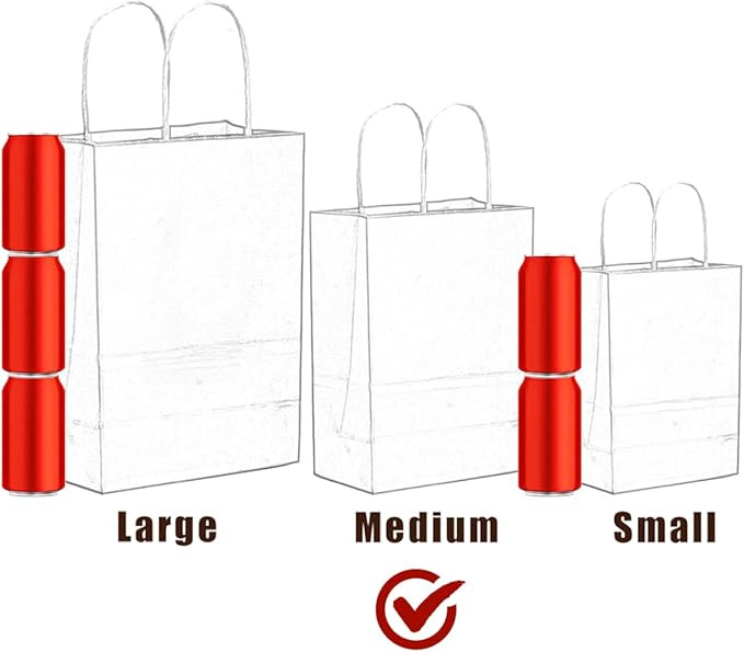 qiqee 50-Packs Kraft Light Blue Paper Gift Bags with Handles Bulk 11"x8.3"x4.3" Medium Size Paper Bags Multiple Uses