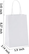 5.9x3.1x8.25 Inch Gift Bags with Handles, 25 Pack – White, Bulk Kraft