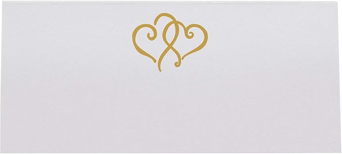 Linked Hearts Place Cards, Gold (Choose Color), Set of 150, Pre-cut and Scored - Wedding, Party, Dinner, and Special Events - Made in the USA
