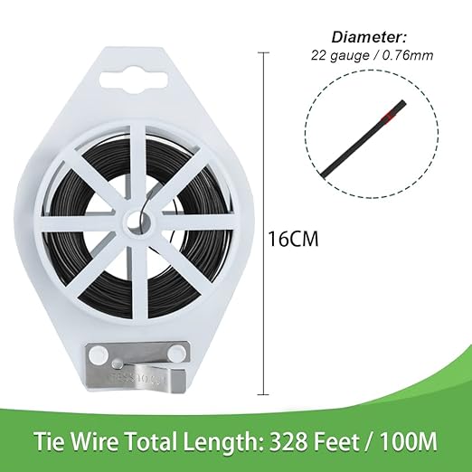 Tenn Well 22 Gauge Floral Wire, 328 Feet Soft Christmas Wreath Wire with Built-in Cutter for Flower Arrangements, Christmas Ornaments, Wreath Making, Garlands and Crafts (Black)