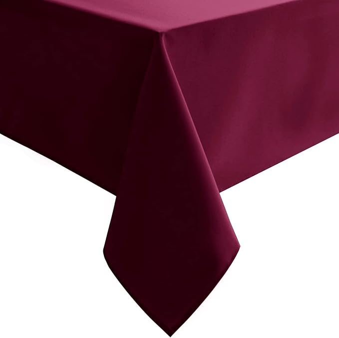 Hiasan Burgundy Tablecloth for Rectangle Tables - Waterproof and Spillproof Washable Fabric Table Cloth for Dining Room Kitchen Party, 52 x 70 Inch