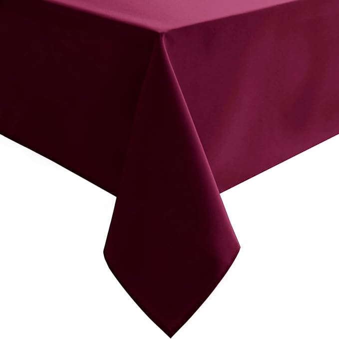 Hiasan Burgundy Rectangle Tablecloth - Waterproof and Spillproof Washable Fabric Table Cloth for Dining Room Kitchen Party and Outdoor, 60 x 140 Inch