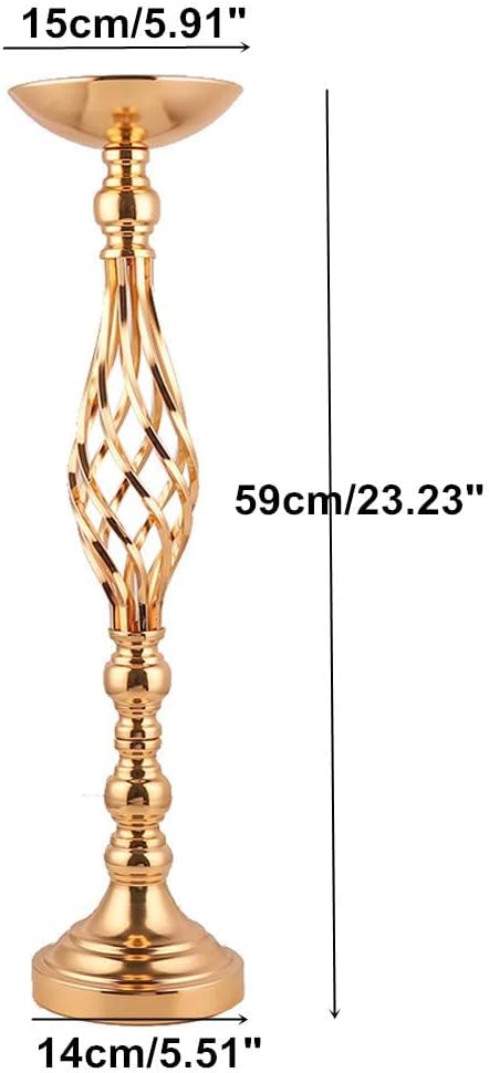 Vases Gold Metal Wedding Centerpieces, 23-Inch Tall, Set of 10