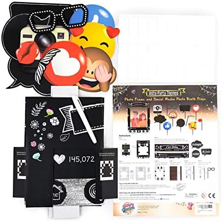 Photobooth Props Selfie Frame Kit with Speech Bubbles, White Dry-Erase Pen