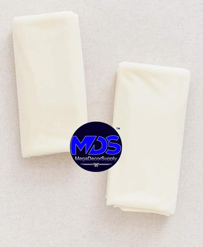MDS Halloween Chiffon Draping Fabric - 2 Panel, 30" Wide x 100ft Long - Sheer Spooky Arbor & Canopy Drapery for Haunted House Backdrops, Party Ceilings, DIY Costumes & Themed Events - Ivory