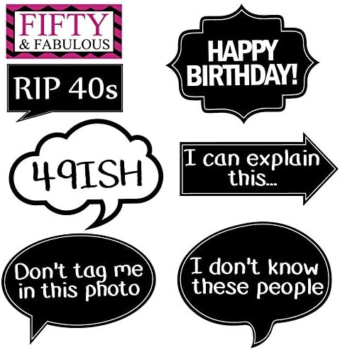 Photo Booth Props for 50th Birthday, 40 Pieces, Multicolor Funny Party Set