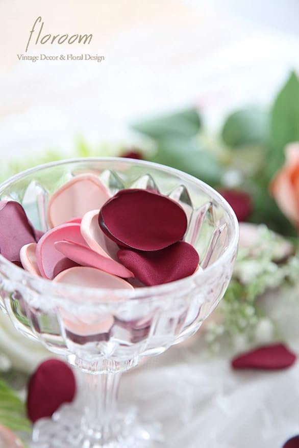 Confetti Rose Petals, 500 Count Burgundy and Blush Satin Petals