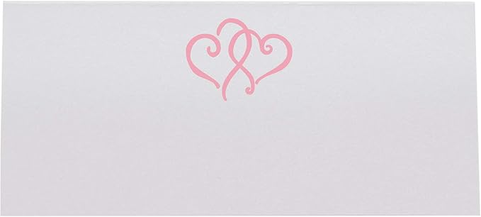Linked Hearts Place Cards, Pink (Choose Color), Set of 60, Pre-cut and Scored - Wedding, Party, Dinner, and Special Events - Made in the USA