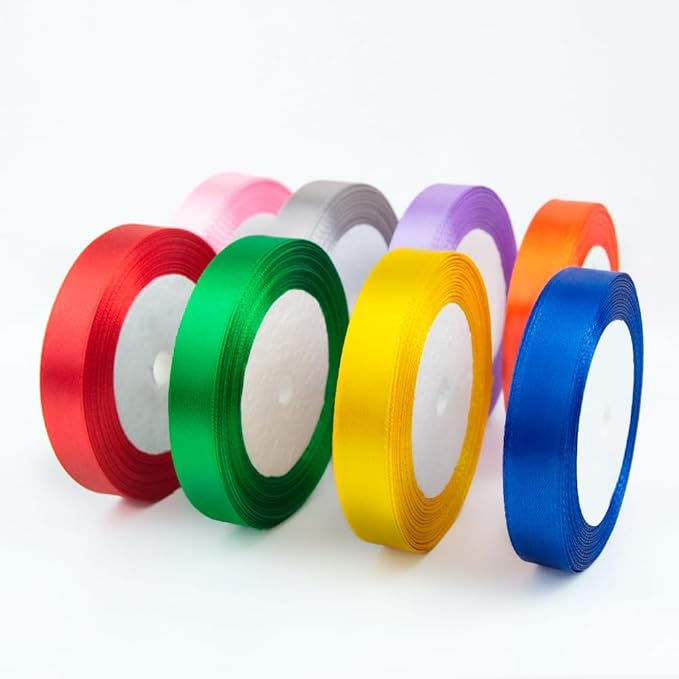 KMER LIFE 3/8 Inches x 25 Yards Ivory Satin Ribbon Solid Fabric Ribbons for Crafts, Wedding Decor, DIY Hair Accessories, Sewing, Gift Package Wrapping, Valentine's Day Bouquet and More