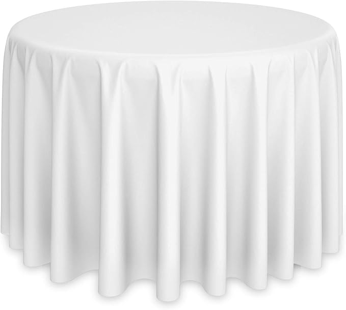 Polyester Tablecloths, 132-Inch Round White, Pack of 10