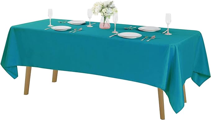 Rectangle Tablecloth 60x120 inch Washable Polyester Fabric Table Cloth for Wedding Party Dining Banquet Decoration（60x120, Caribbean Blue）