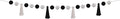 And White Pom-Poms and Tassels Garland – Black