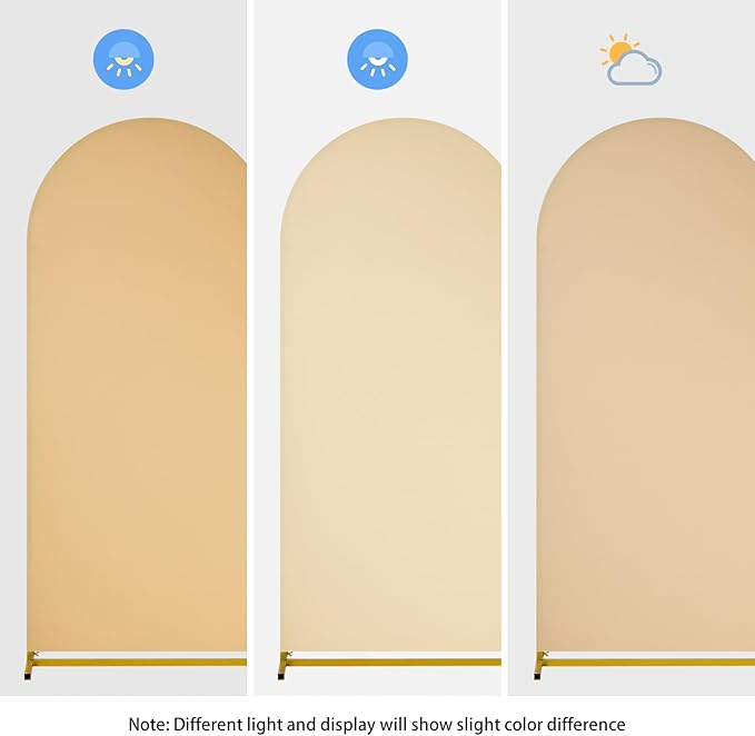 SoarDream Khaki Wedding Arch Backdrop Cover 6.6FT Spandex Fitted Khaki Wedding Arch Covers Round Top Chiara Arches Backdrop Cover Fabric for Birthday Balloon Party Decoration