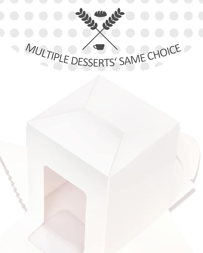 Cupcake Carriers 100 White Boxes with 100 Holder Inserts, 3.7 x 3.7 x 4.5 Inch