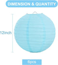 Round Blue Paper Lanterns, 12 Inch, Set of 6 for Party Decor