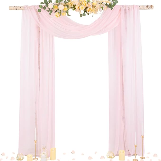 Outdoor Curtains: Blush Pink Sheer Chiffon Arch Drape, 29 x 236 Inch