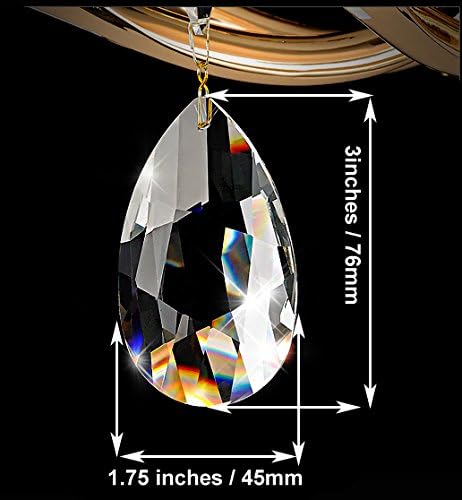 Fushing 20Pcs Chandelier Crystals, Clear Teardrop Crystal Chandelier Pendants Parts Beads, Hanging Crystals for Chandeliers (76mm, Clear)