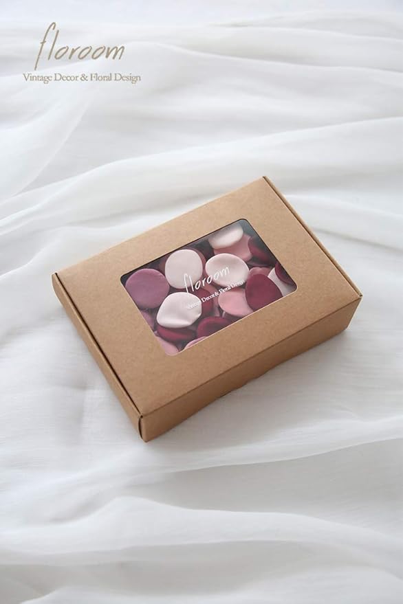 Confetti Rose Petals, 500 Count Burgundy and Blush Satin Petals