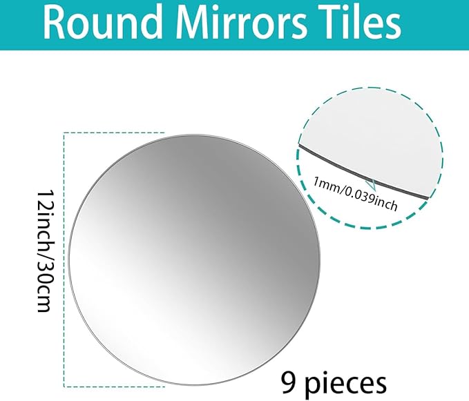 9PCS Round Mirrors for Centerpieces, 12 Inch Acrylic Mirrors Candle Plate Circle Mirror Candles Trays Large Wedding Mirror Tiles for Table Centerpieces Birthday Party Decorations, Crafts, Wall Decor