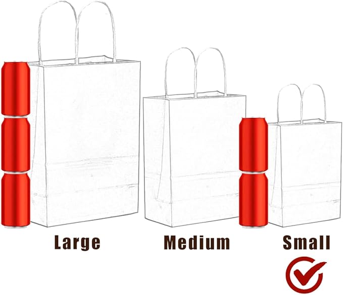 qiqee Small Size Paper Gift Bags With Handles 8.3"x6"x3.15" 16 Solid Colors Party Favor Bags（16-Packs）