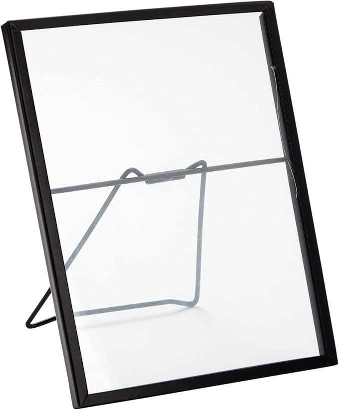 Juvale Wedding Floating Glass Picture Frames - 8-Pack, Black, 6.9" x 8.9", for 5" x 7" Photos - Hanging Picture Frames & Table Number Display - Double-Sided Glass & Easel Back