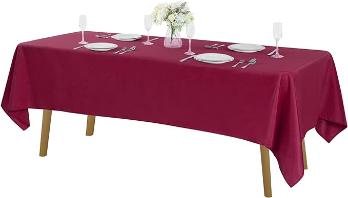 Rectangle Tablecloth 60x120 inch Washable Polyester Fabric Table Cloth for Wedding Party Dining Banquet Decoration（60x120, Burgundy）