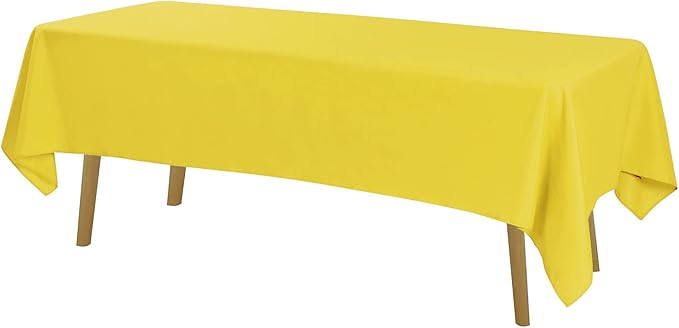 Rectangle Tablecloth 60x120 inch Washable Polyester Fabric Table Cloth for Wedding Party Dining Banquet Decoration（60x120, Yellow）