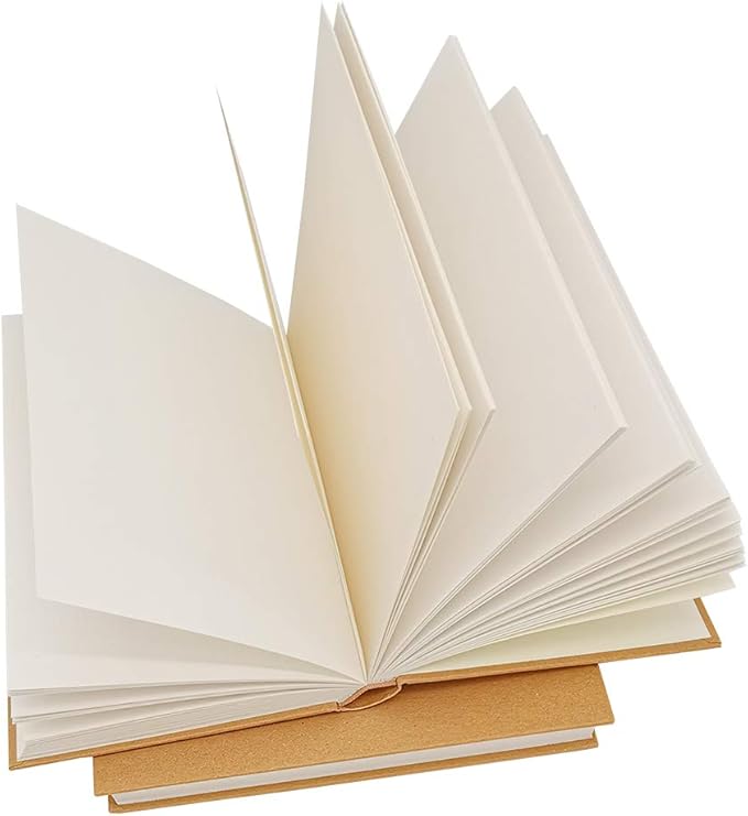 5.5x8.25 Sketch Book, Pack of 5, Each with 120 Sheets (100gsm), Hardcover Bound Sketch Notebook, Acid Free Blank Drawing Paper, Ideal for Kids & Adults, Kraft Cover