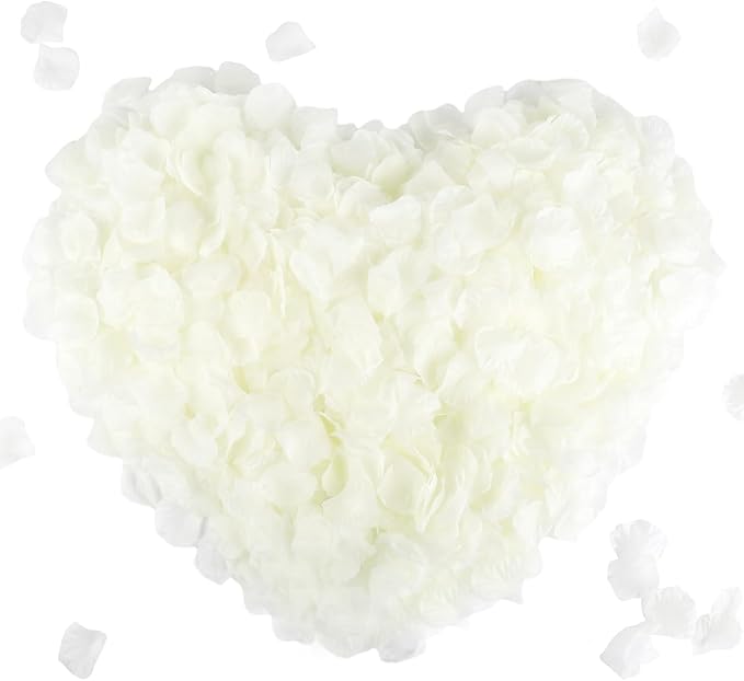 CODE FLORIST 1100 PCS Silk Rose Petals for Valentine's Day,Fake Rose Petals for Romantic Night,Wedding,Proposal Anniversary Flower Decorations(Separated,Scented,Ivory)