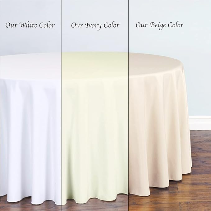 Ivory Round Polyester Tablecloths, 120 Inch 10-Pack for 60 Inch Tables
