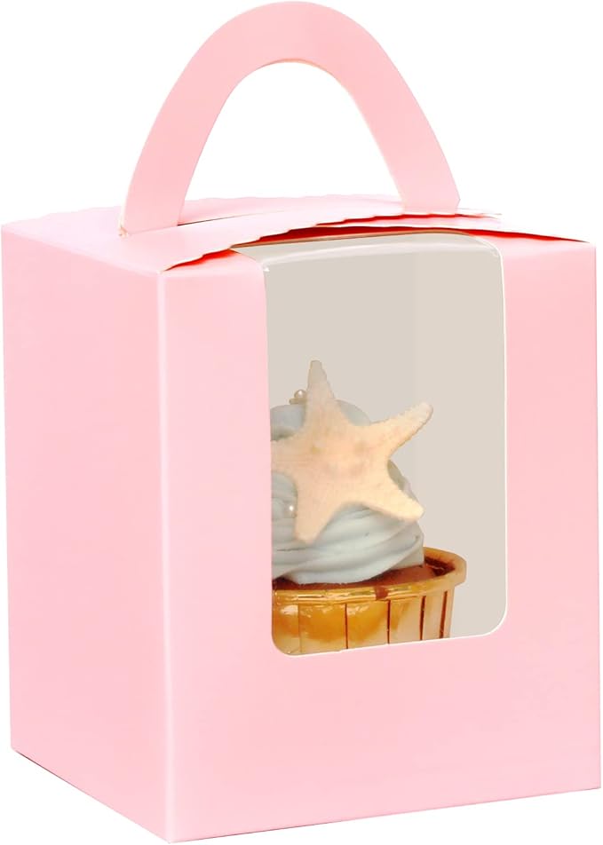 Cupcake Carriers in Pink, 100 Boxes with 100 Holder Inserts
