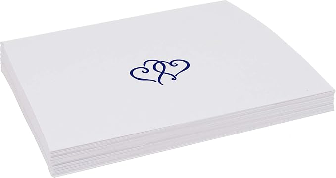 Linked Hearts Place Cards, Navy (Choose Color), Set of 25, Pre-cut and Scored - Wedding, Party, Dinner, and Special Events - Made in the USA