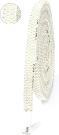 Off-White Pearls Ribbon 3 Yards Self Adhesive Pearls Strips Diamond Ribbon Sticker Crystal Roll Glitter Bling Rhinestones Tape for Crafting DIY Art Decoration (0.4 Inch)
