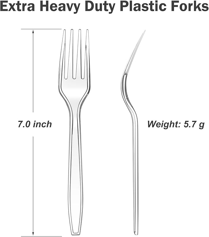 Clear Plastic Forks, 360 Count, Heavy Duty Disposable Utensils
