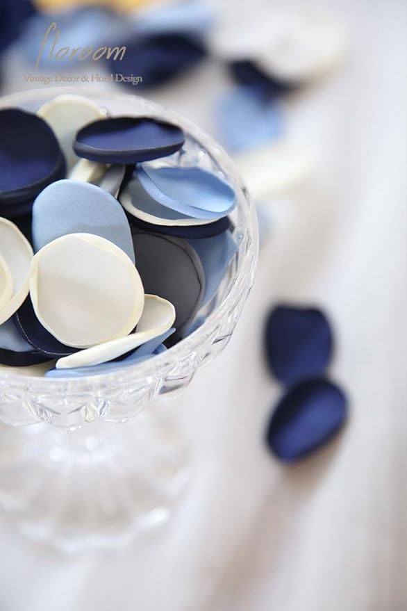 Confetti Rose Petals, 500 Count Dusty Blue Satin Faux Petals