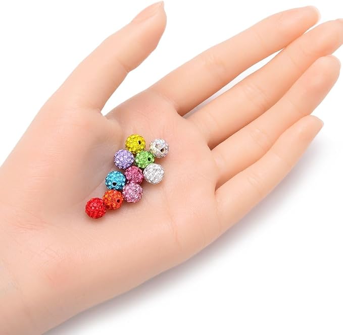 100pcs Adabele Grade A Suncatcher Crystal Rhinestone Pave Loose Beads 8mm Fuchsia Pink Polymer Clay Disco Ball Spacers Compatible with Shamballa All Craft Jewelry Making DB8-22