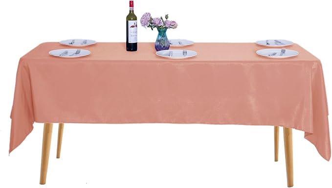 Ascoza 2pack 60x120 Inch Dusty Pink Rectangular Tablecloth 6 Feet Table Cloth in Polyester Fabric for Wedding/Banquet/Restaurant/Parties