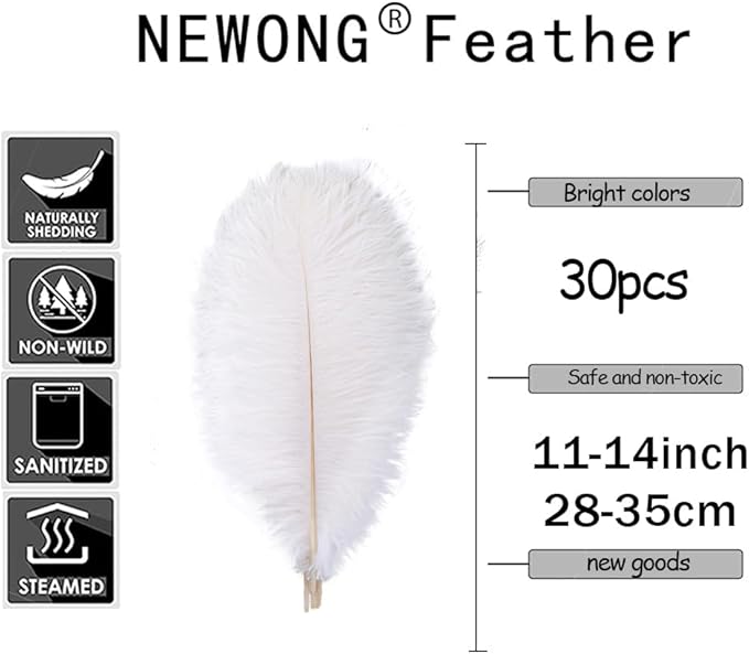 NEWONG 30pcs Blue Purple Ostrich Feathers Natural Bulk 11-14inch(28-35cm) Vase Craft Wedding Home Party Centerpieces Christmas Day Decoration