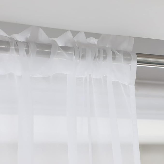 Window Ivory Sheer Curtains 60 Inches Width 45 Inches Long 2 Panels Sheer Curtains Clear Curtains Basic Rod Pocket Panel for Home/Living Room/Bedroom/Kids Room