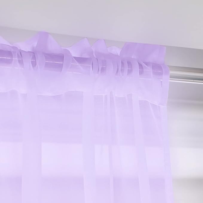 Window Purple Sheer Curtains 48 Inches Width 120 Inches Long 2 Panels Sheer Curtains Clear Curtains Basic Rod Pocket Panel for Home Living Room Bedroom Kids Room Yard Patio Parlor Sliding